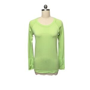 Lululemon Swiftly Tech Long Sleeve Shirt Womens 8 Lime Green Seamless Running‎